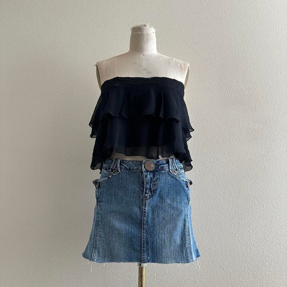 handmade black mesh lace ruffle bandeau